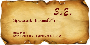 Spacsek Elemér névjegykártya